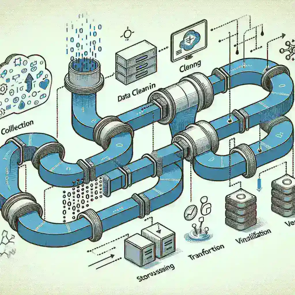 "Graphic illustrating the step-by-step process of building a reliable data pipeline for businesses, showcasing key components like data integration, transformation, and storage, to enhance operational efficiency."