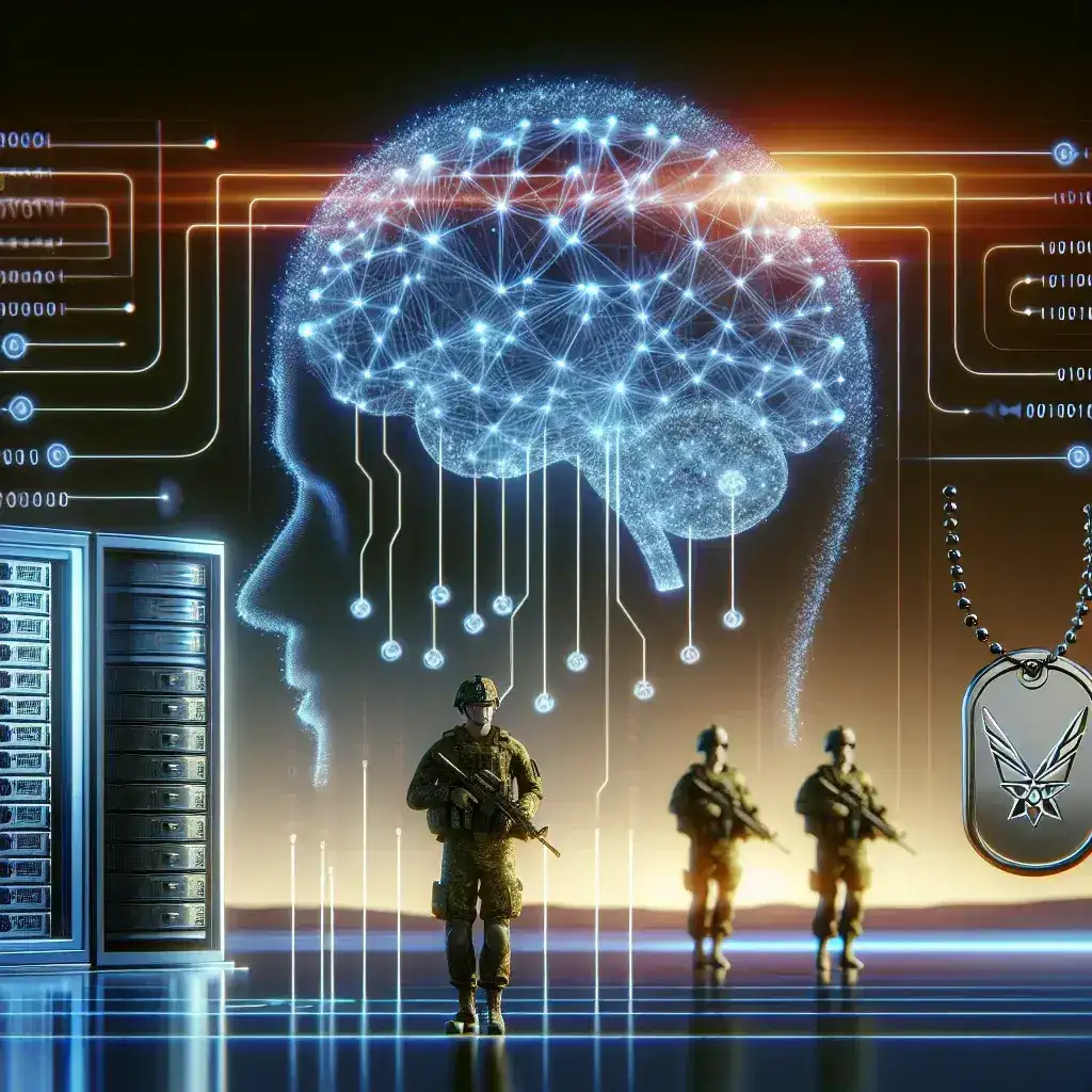 "U.S. Army personnel engaging in advanced AI-powered cyber defense simulations, showcasing cutting-edge technology in military training and cybersecurity strategies."